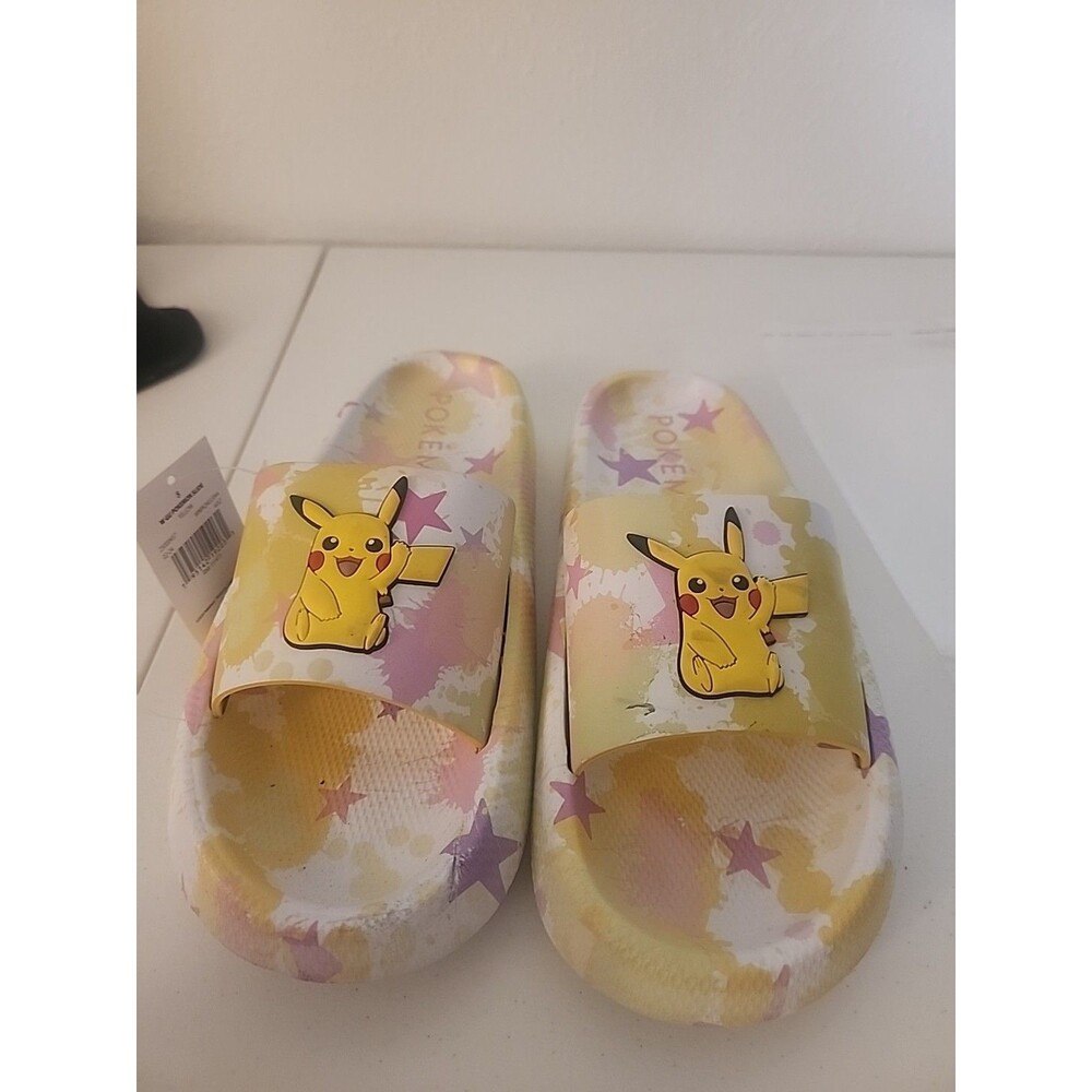 Pokemon Little and Big Girls Sandals.  Bright Yellow & Pink Very Colorful Size